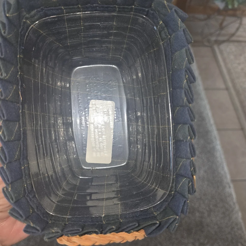 Longaberger Basket with Navy and Tan Accents